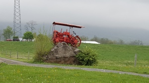 tractor on a rock